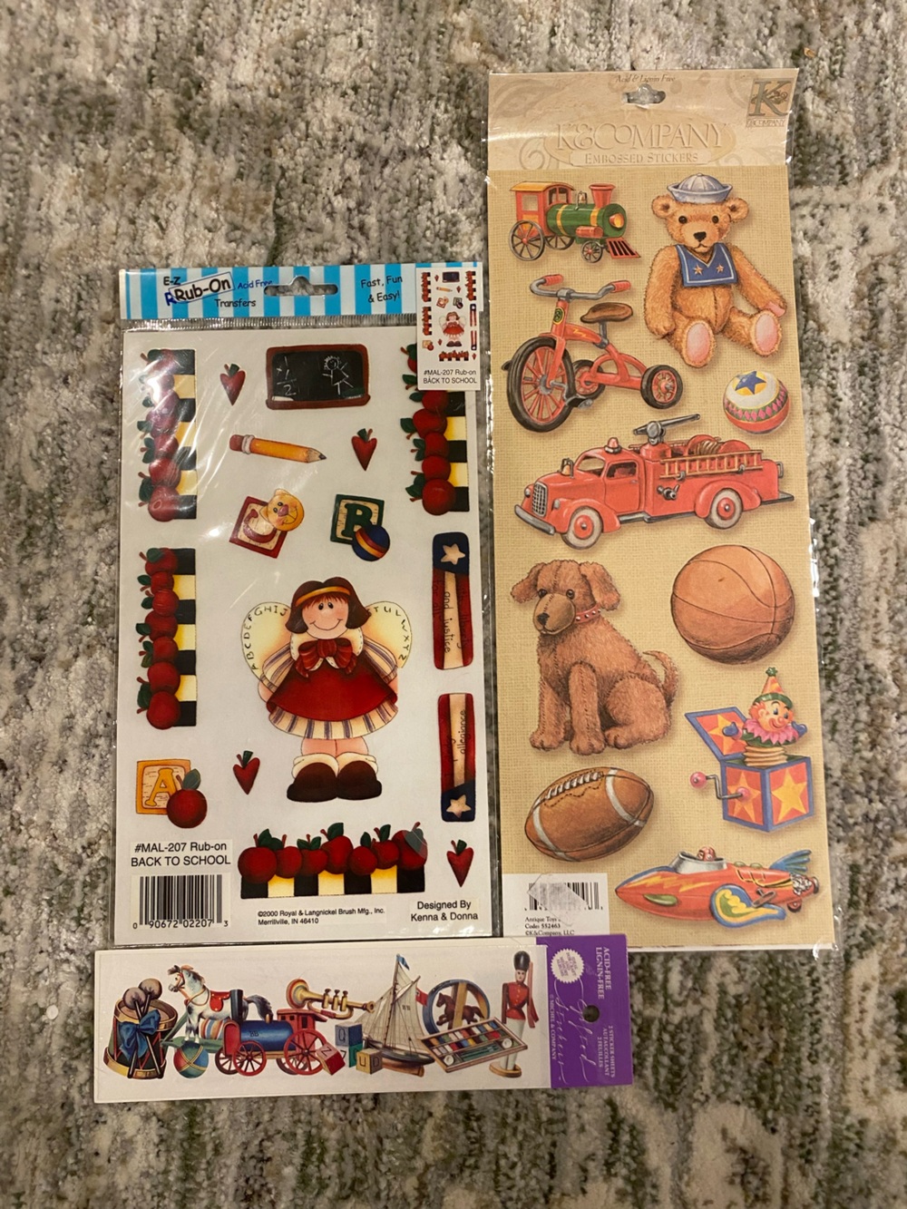 Vintage-Inspired Kids Toy Sticker Set - Red, Brown - Unbranded